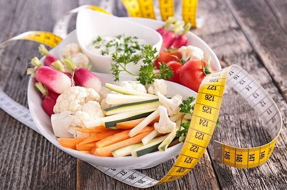 Vegetables in a two-week diet diet with activated carbon